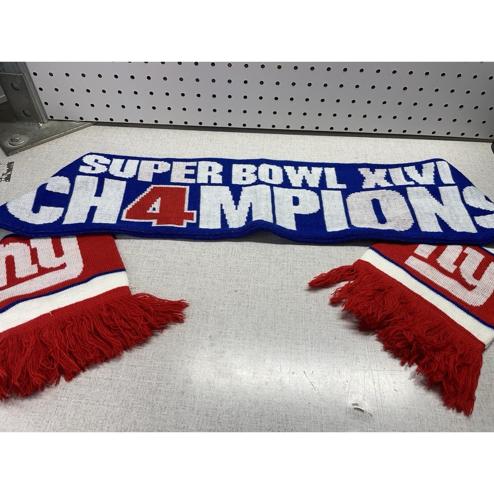 NFL Super Bowl XLVI (46) New York Giants 4 Time Champions 48" Knit Scarf Wrap